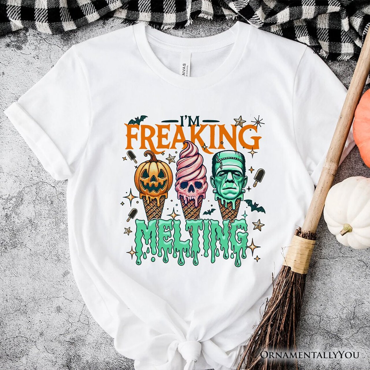 I’m Melting Frankenstein T-Shirt, Funny Ice Cream Halloween Tee for Summer Spooky Season